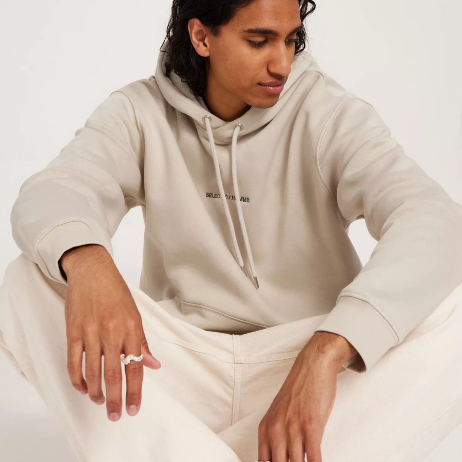 Toj Selected Homme | Slhhankie Logo Hood Sweat Noos Oatmeal