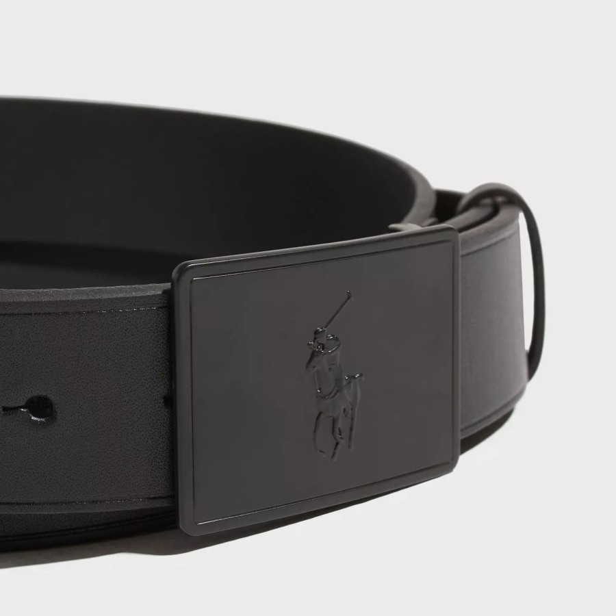 Accessories Polo Ralph Lauren | Pp Plaque Belt Black Matte