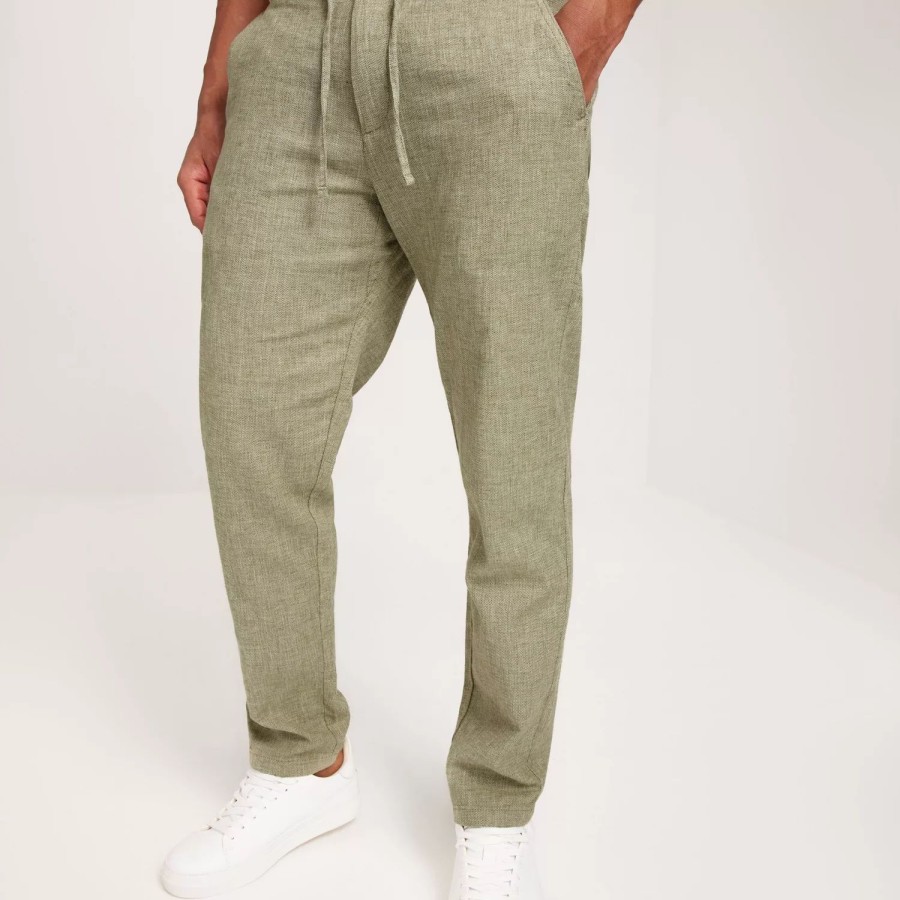 Toj Selected Homme | Slh172-Slimtape Brody Linen Pant No Olive Branch Mixed W. Oatmeal