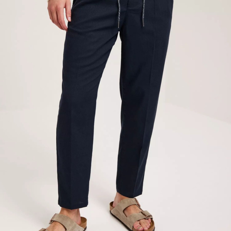 Toj Only & Sons | Onsleo Crop Linen Mix 0048 Pant Dark Navy