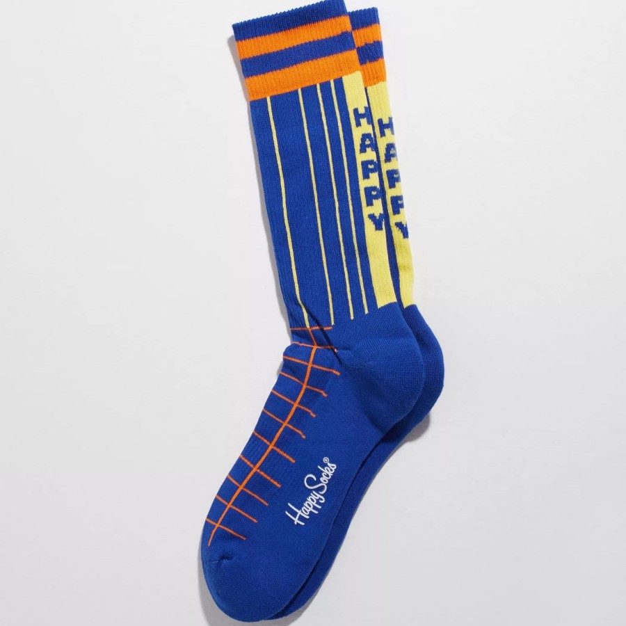 Toj Happy Socks | Grid Stripe Crew Sock Multicolor