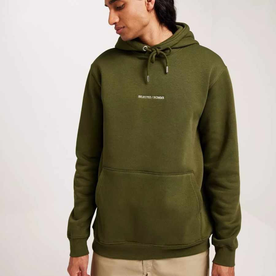 Toj Selected Homme | Slhhankie Logo Hood Sweat Noos Dark Olive