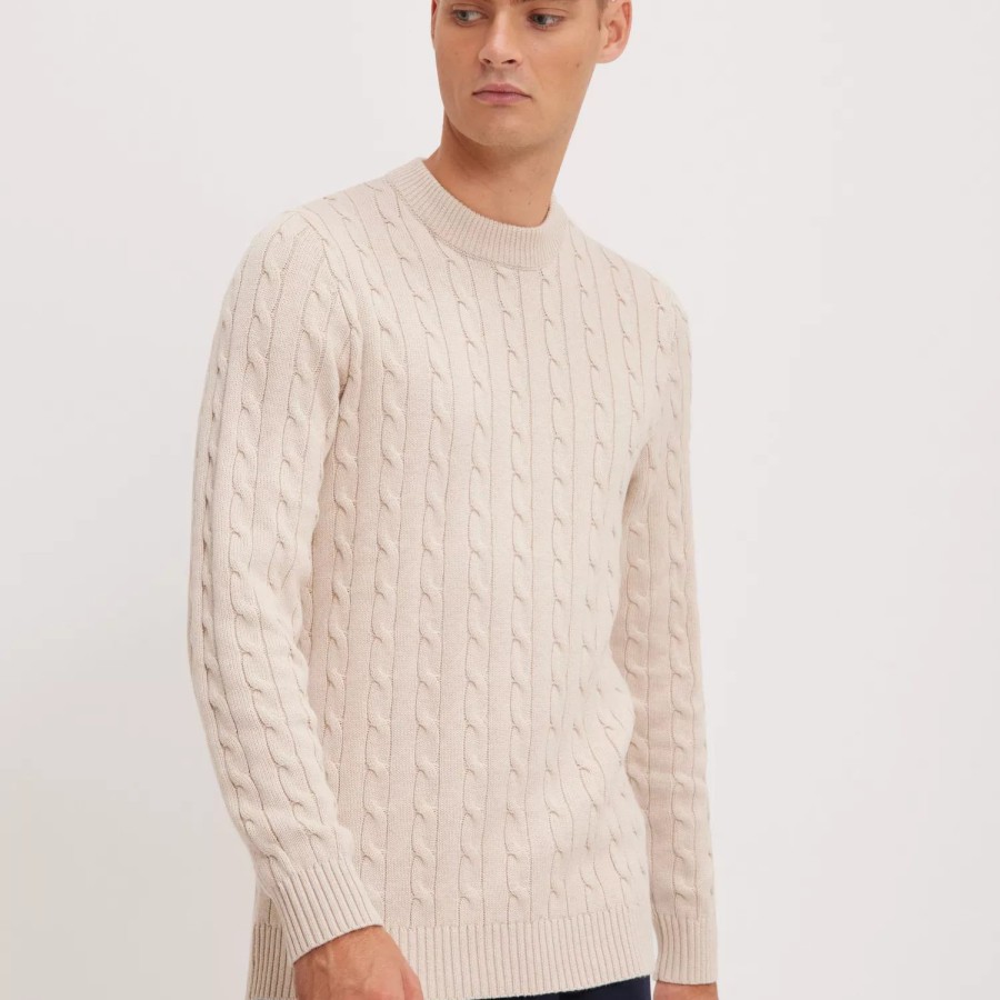 Toj Selected Homme | Slhryan Structure Crew Neck Bone White Melange