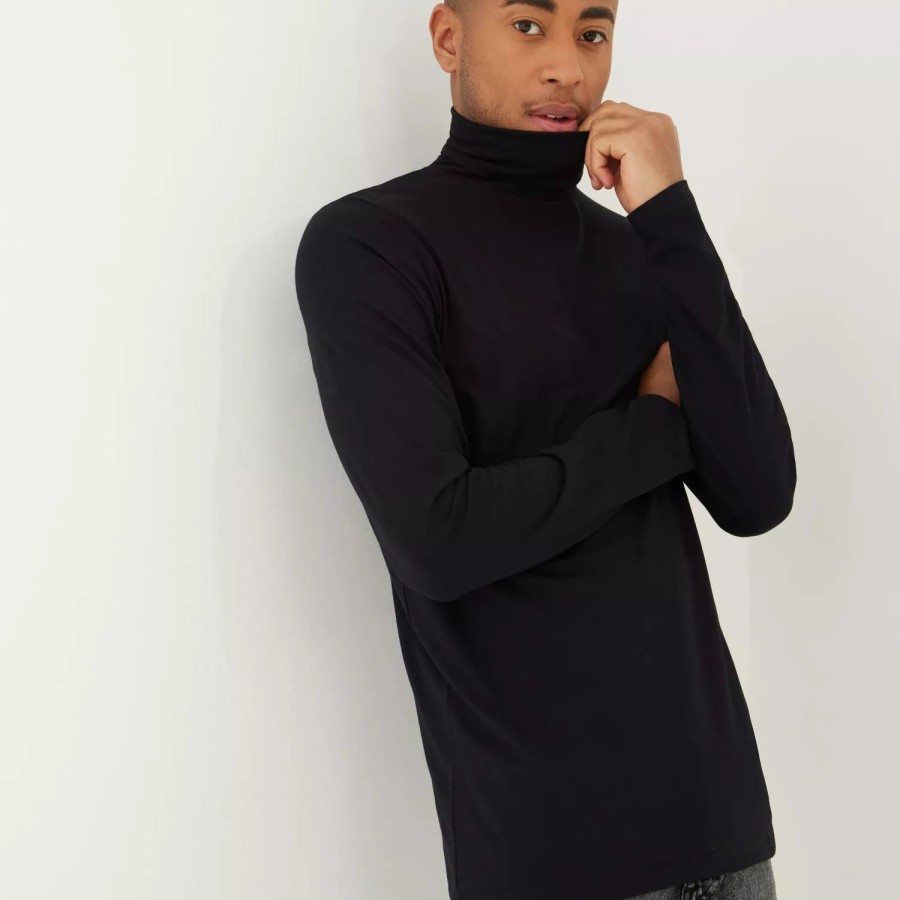 Toj Selected Homme | Slhrory Ls Roll Neck Tee B Black