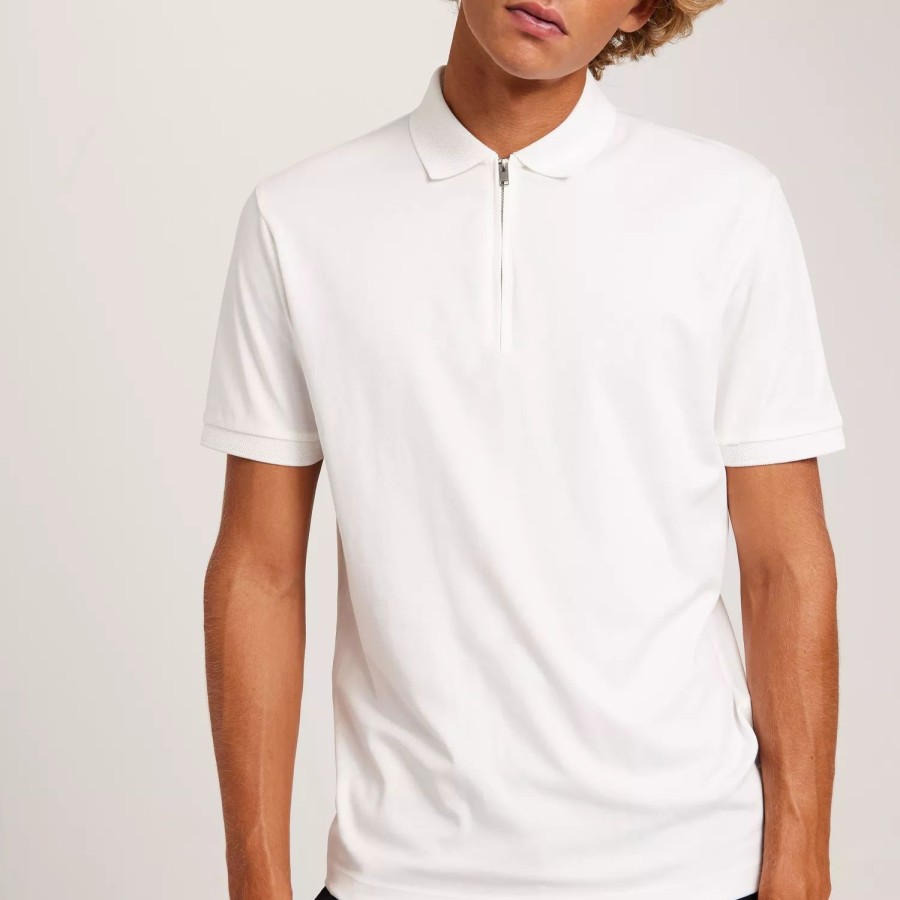 Toj Selected Homme | Slhfave Zip Ss Polo Noos Cloud Dancer