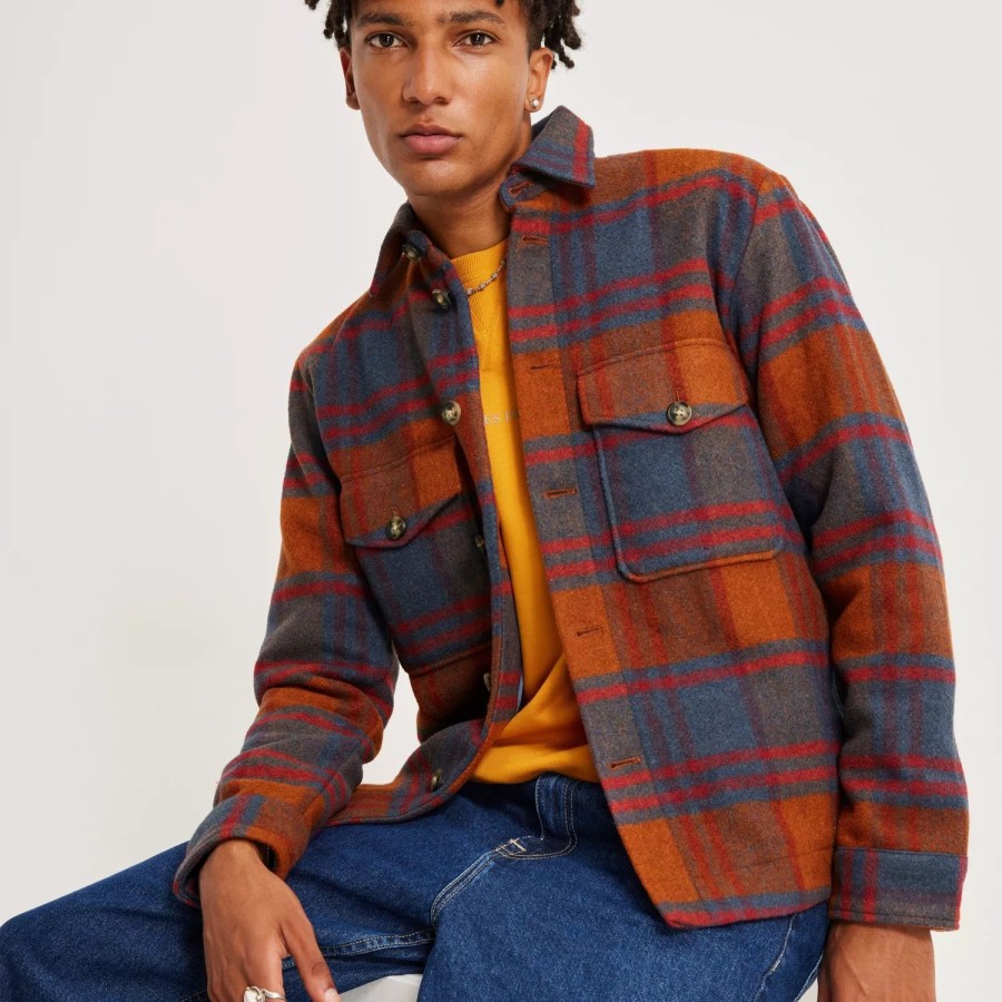 Toj Selected Homme | Slhwalter Overshirt W Bombay Brown Red/Blue