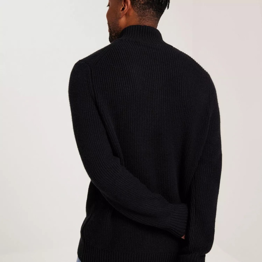 Toj Lyle & Scott | Ribbed Quarter Zip Jumper Jet Black