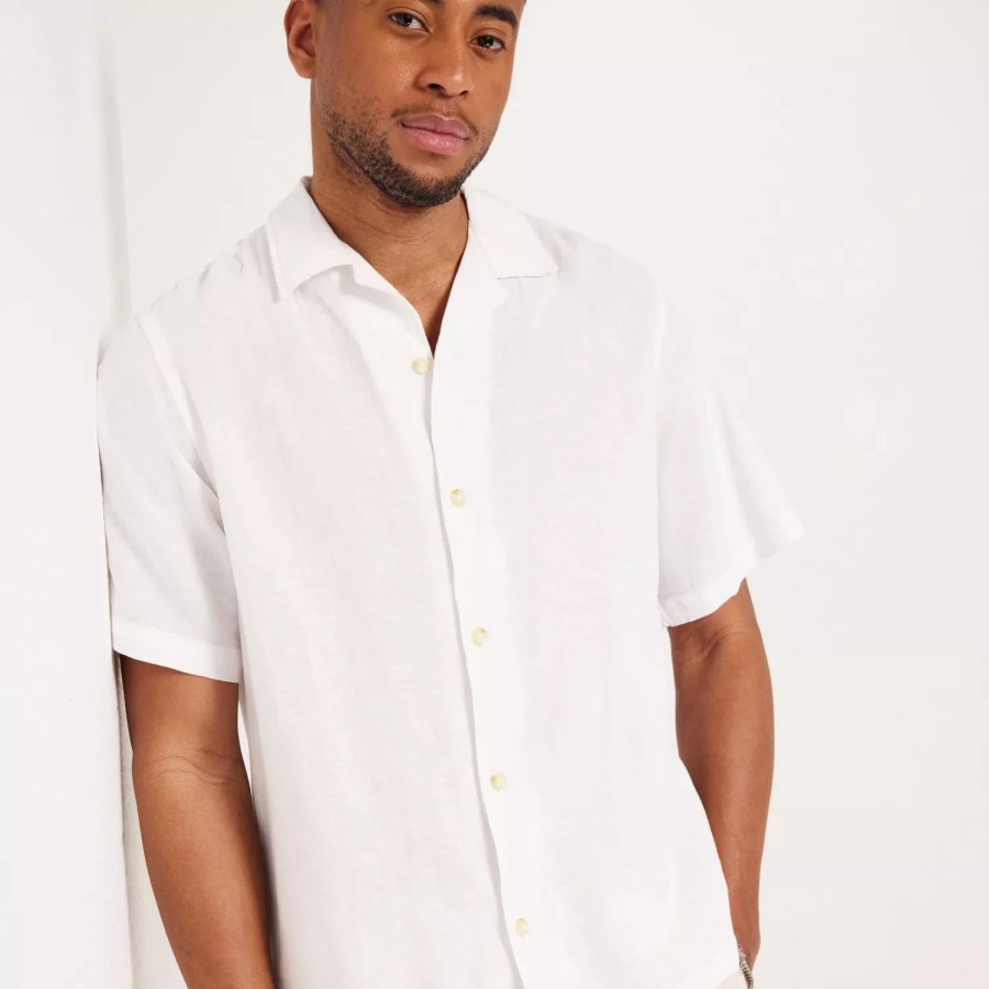 Toj Jack & Jones | Jprblusummer Linen Resort Shirt S/S White Relax Fit