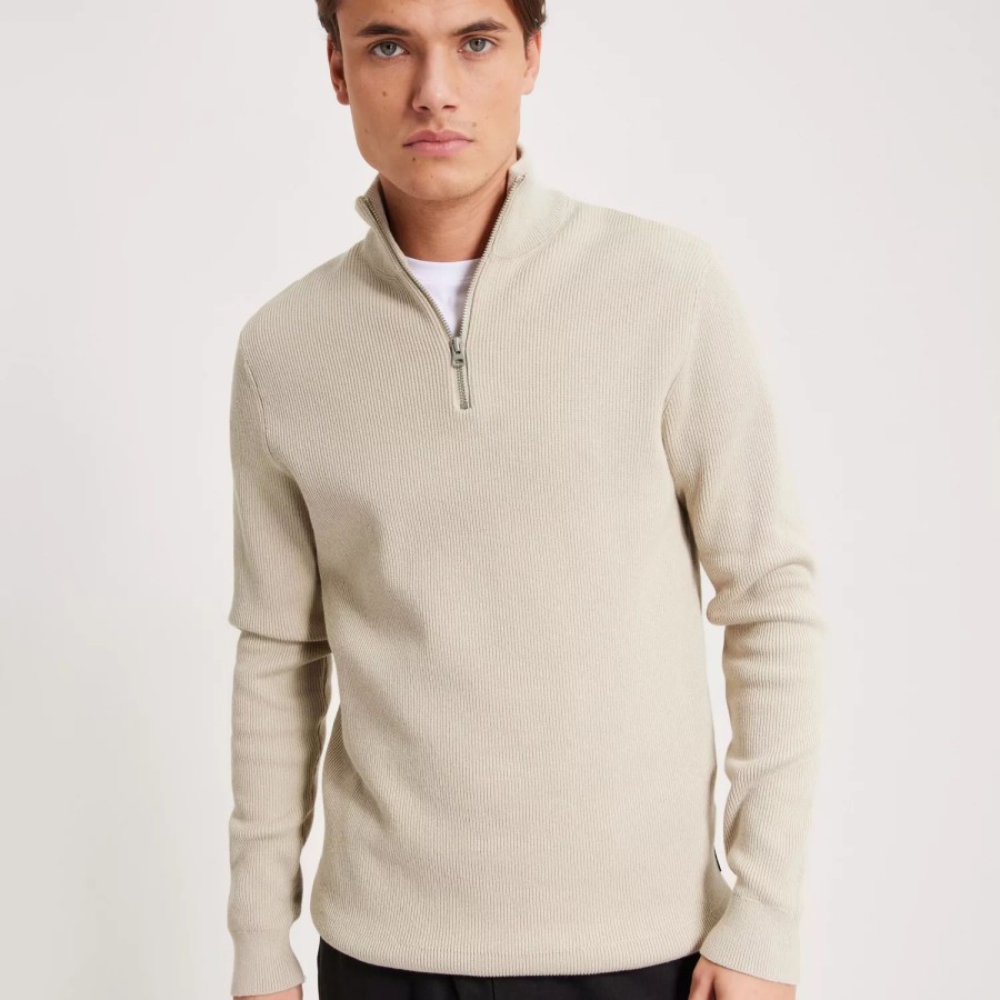 Toj Only & Sons | Onsphil Reg 12 Struc Half Zip Knit Silver Lining