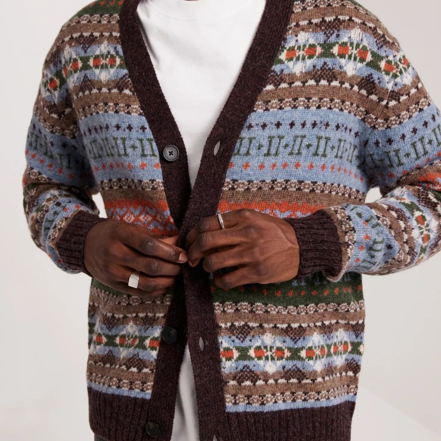 Toj Les Deux | Hordur Fair Isle Cardigan Grey/Blue