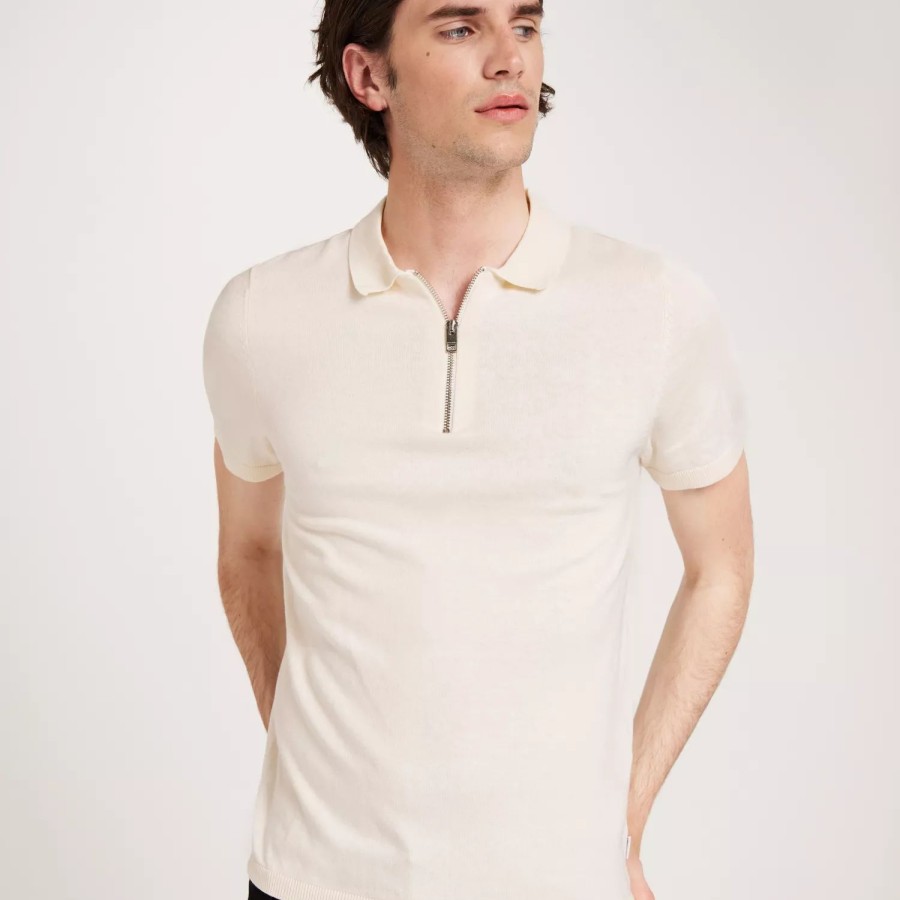 Toj Jack & Jones | Jjemil Spring Knit Zip Polo Cloud Dancer