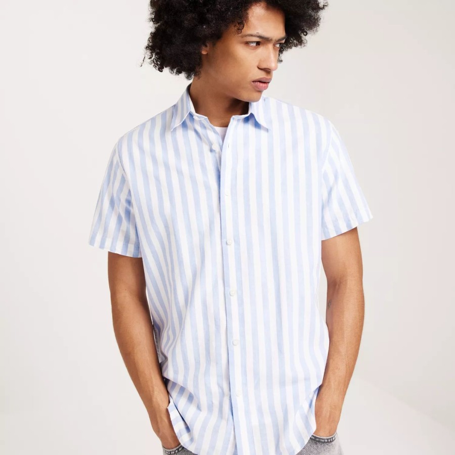 Toj Selected Homme | Slhregnew-Linen Shirt Ss Classic Cashmere Blue Stripes