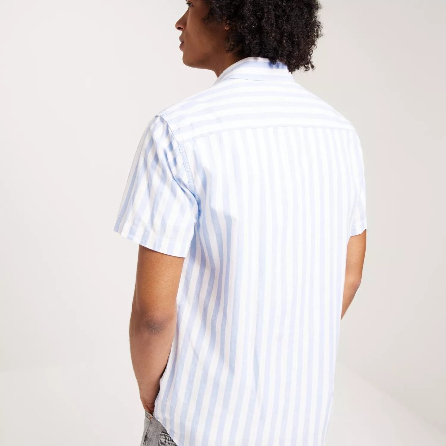 Toj Selected Homme | Slhregnew-Linen Shirt Ss Classic Cashmere Blue Stripes