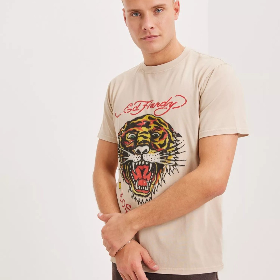 Toj Ed Hardy | Tiger-Vintage-Roar T-Shirt Ecru