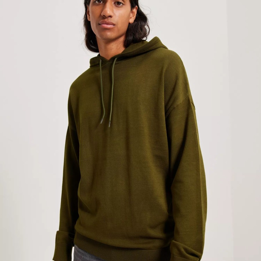 Toj Selected Homme | Slhteller Ls Knit Hoodie W Dark Olive