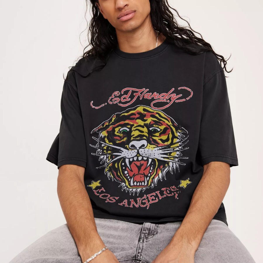 Toj Ed Hardy | La-Tiger-Vintage T-Shirt Washed Black