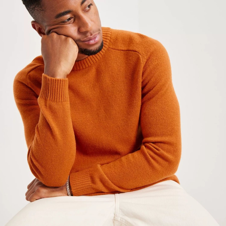 Toj Selected Homme | Slhnewcoban Lambs Wool Crew Neck W Bombay Brown Bone White