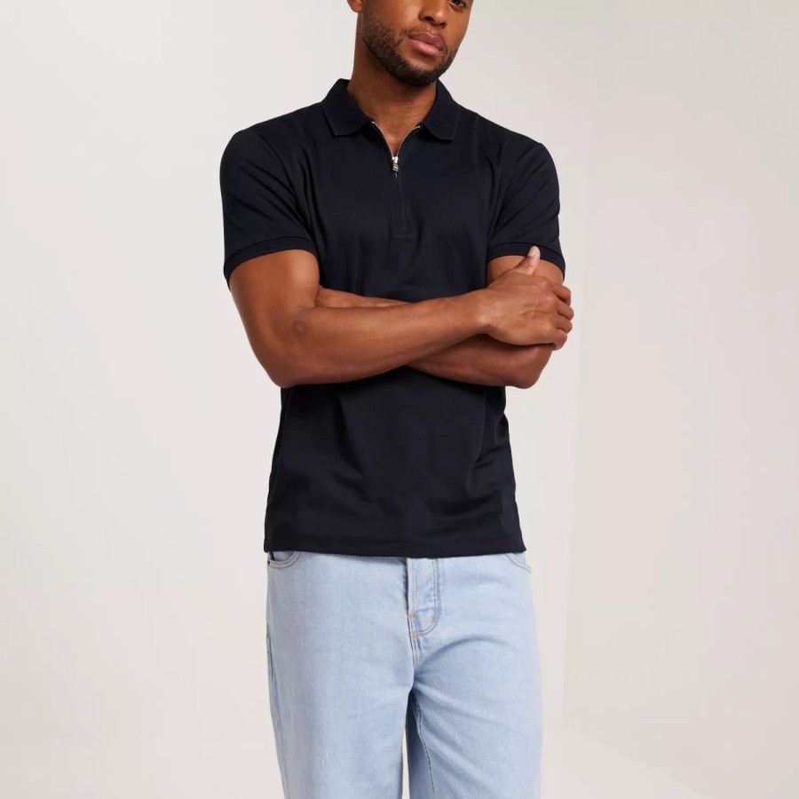 Toj Selected Homme | Slhfave Zip Ss Polo Noos Sky Captain