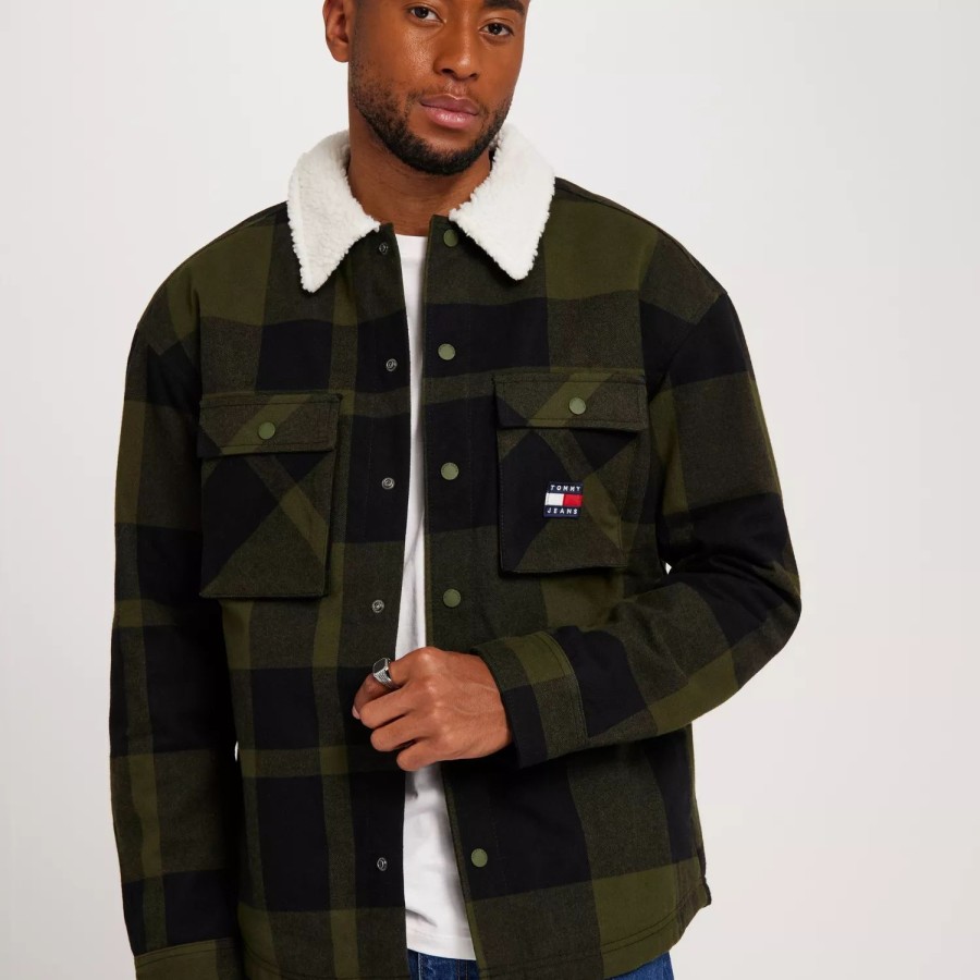 Toj Tommy Jeans | Tjm Check Sherpa Lined Overshirt Drab Olive Green Check