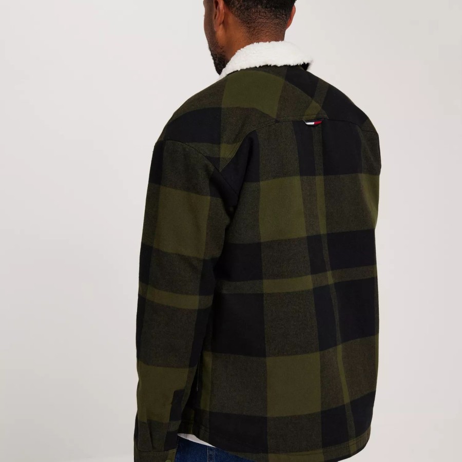 Toj Tommy Jeans | Tjm Check Sherpa Lined Overshirt Drab Olive Green Check