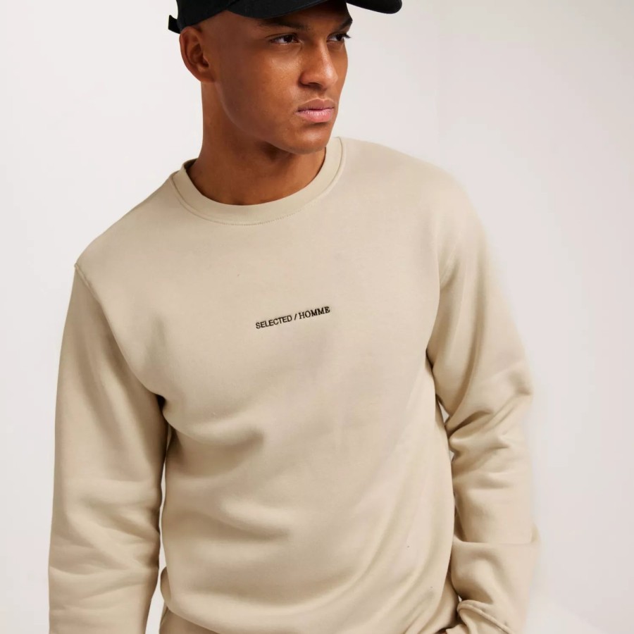 Toj Selected Homme | Slhhankie Logo Crew Neck Sweat Noos Oatmeal