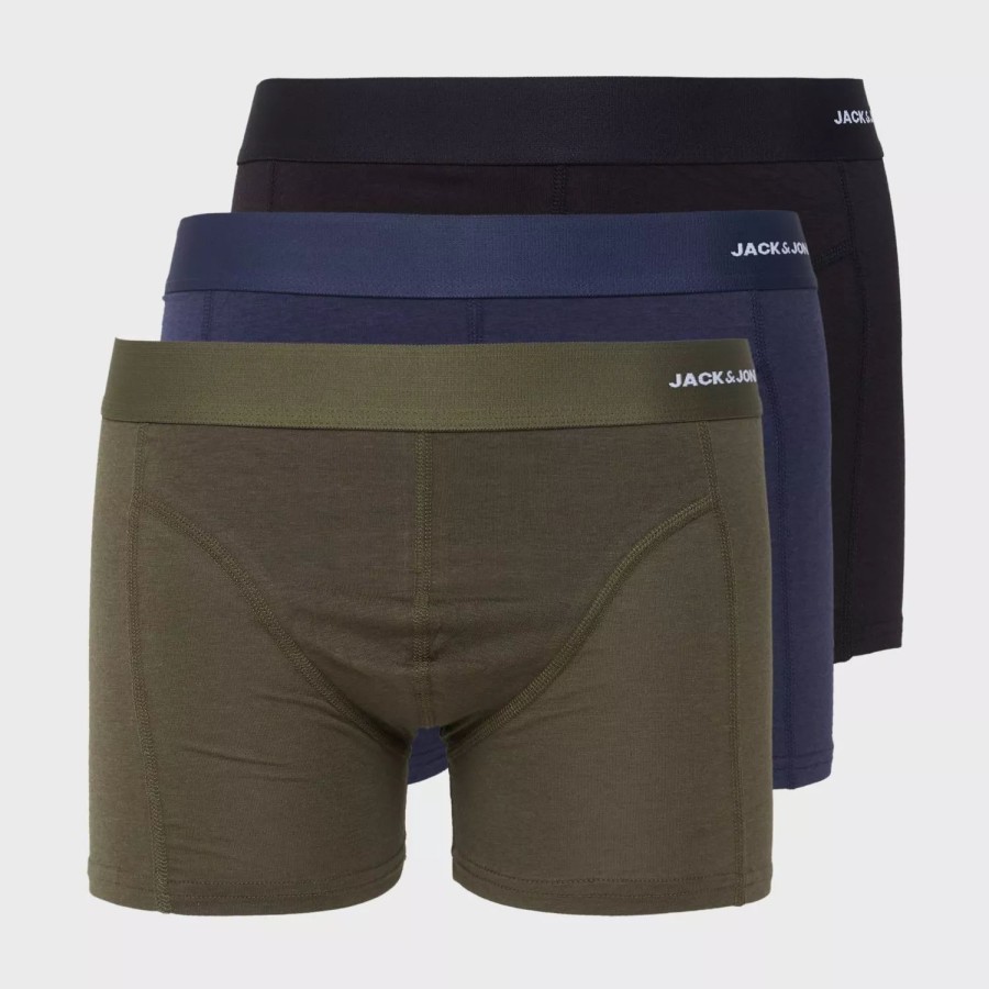 Toj Jack & Jones | Jacbasic Bamboo Trunks 3 Pack Noos Forest Night Black - Navy Blazer