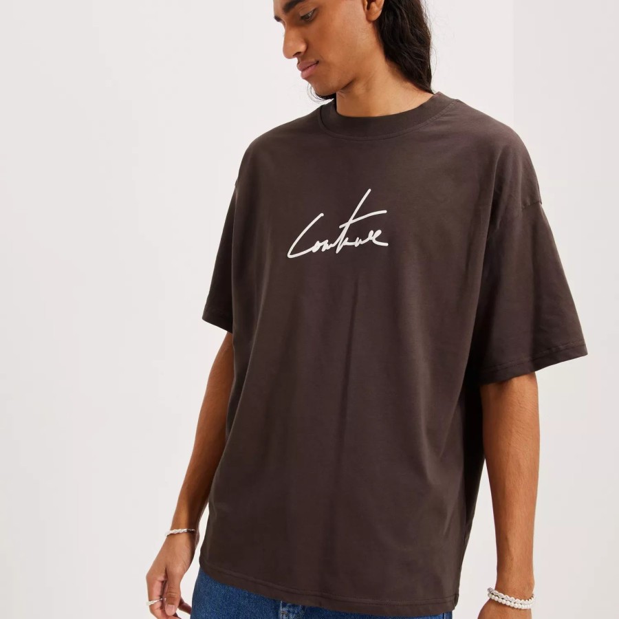 Toj The Couture Club | Puff Print Signature Relaxed Fit T-Shirt Brown