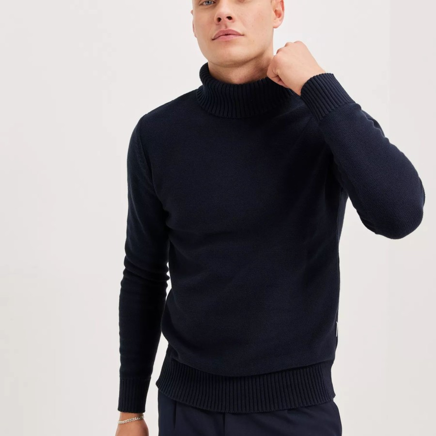 Toj Selected Homme | Slhaxel Ls Knit Roll Neck W Sky Captain