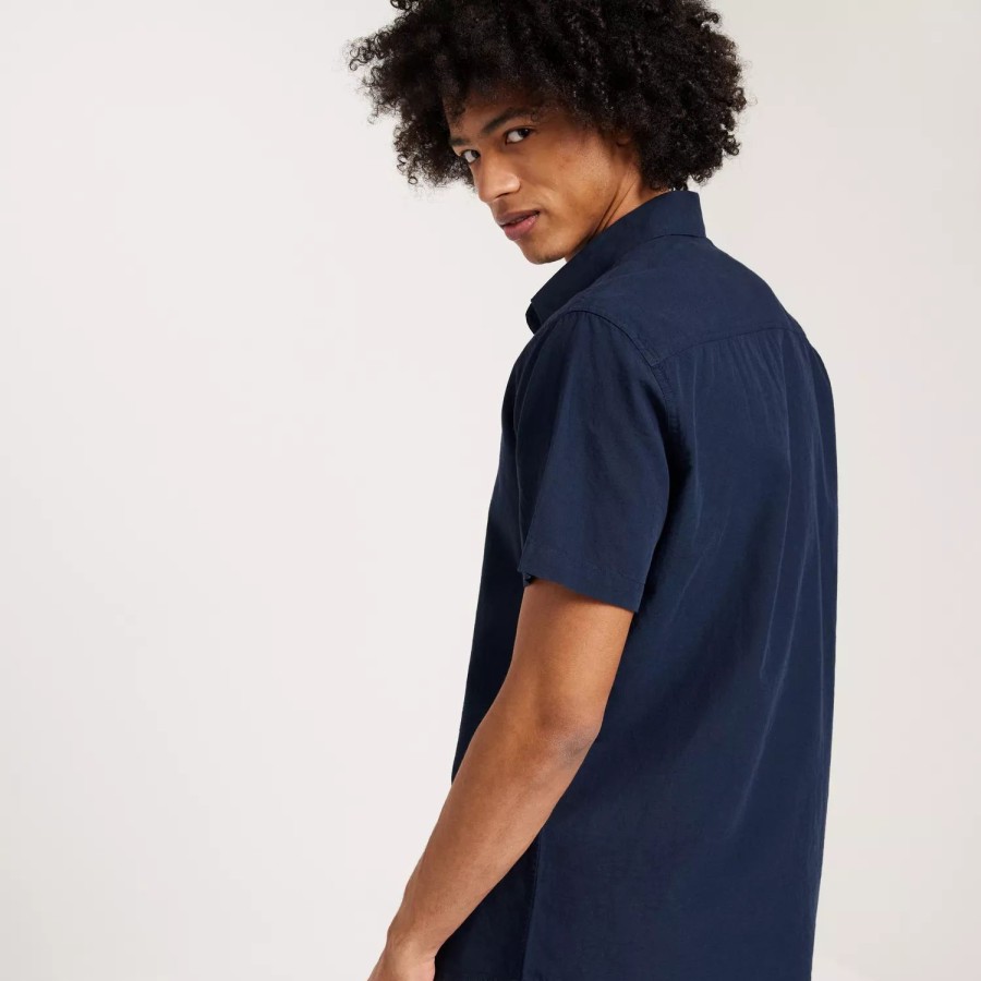 Toj Selected Homme | Slhregnew-Linen Shirt Ss Classic Dark Sapphire