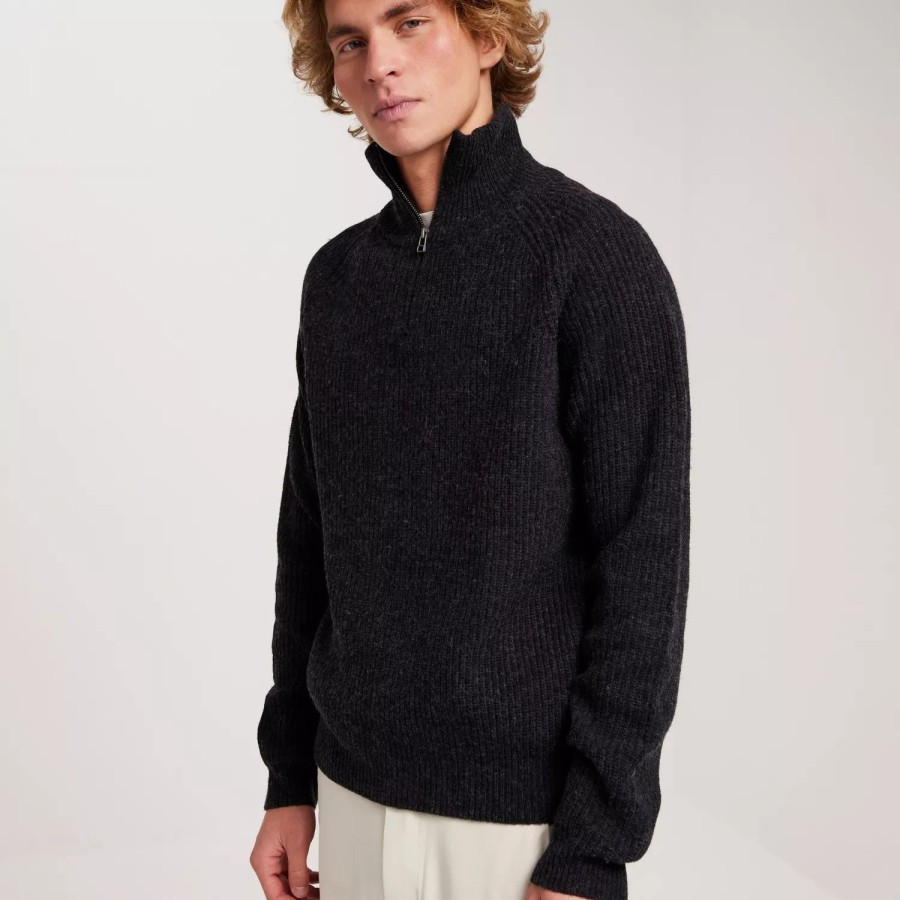 Toj Woodbird | Wblass Wool Half-Zip Black Melange