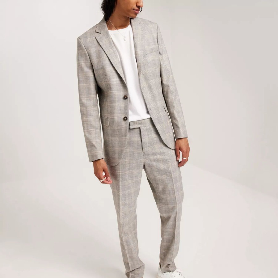 Toj Selected Homme | Slhslim-Neil Sand Check Trs B Sand Grey