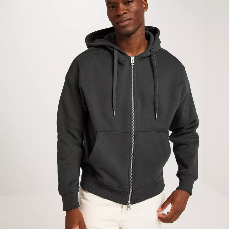 Toj Jack & Jones | Jorvolume Sweat Zip Hood Blk Asphalt