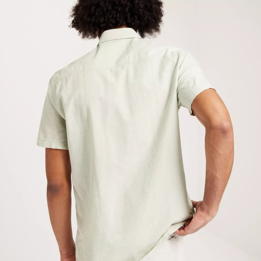 Toj Selected Homme | Slhregnew-Linen Shirt Ss Classic Desert Sage