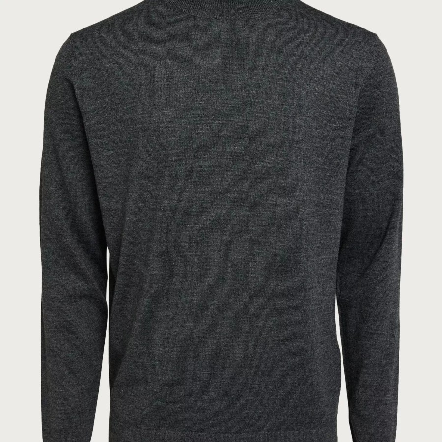 Toj Selected Homme | Slhtown Merino Coolmax Knit Mock B Medium Grey Melange