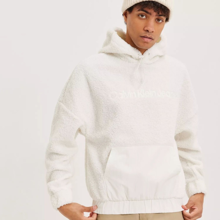 Toj Calvin Klein Jeans | Sherpa Mix Media Hoodie Ivory