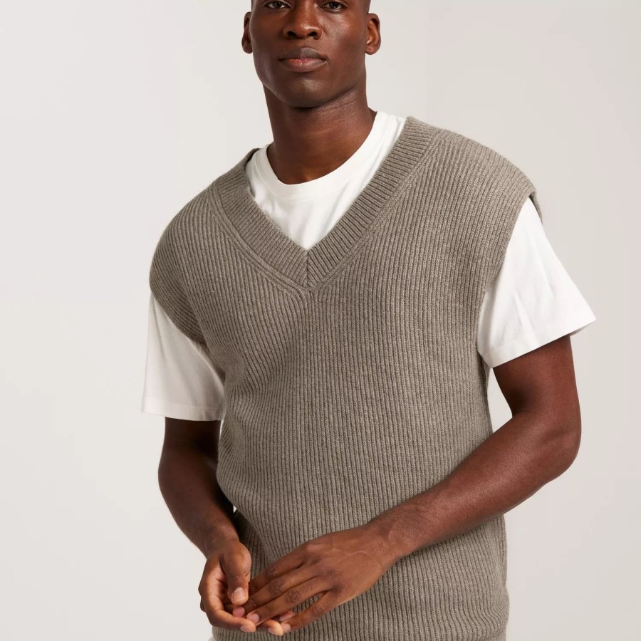 Toj Selected Homme | Slhronn Relaxed Knit Vest B Chinchilla Melange