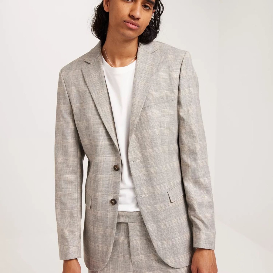 Toj Selected Homme | Slhslim-Neil Sand Check Blz B Sand Grey