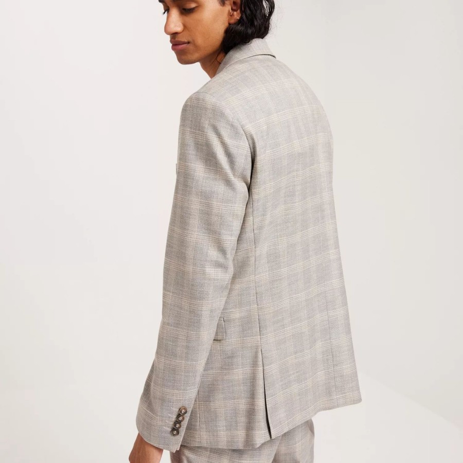 Toj Selected Homme | Slhslim-Neil Sand Check Blz B Sand Grey