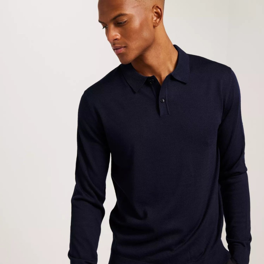 Toj Selected Homme | Slhtown Merino Coolmax Knit Polo No Navy Blazer Melange