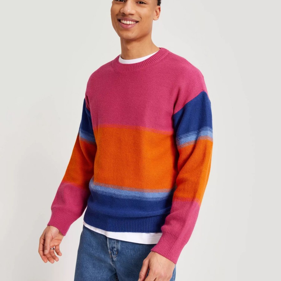 Toj Gant | Degrade Stripe C-Neck Hyper Pink