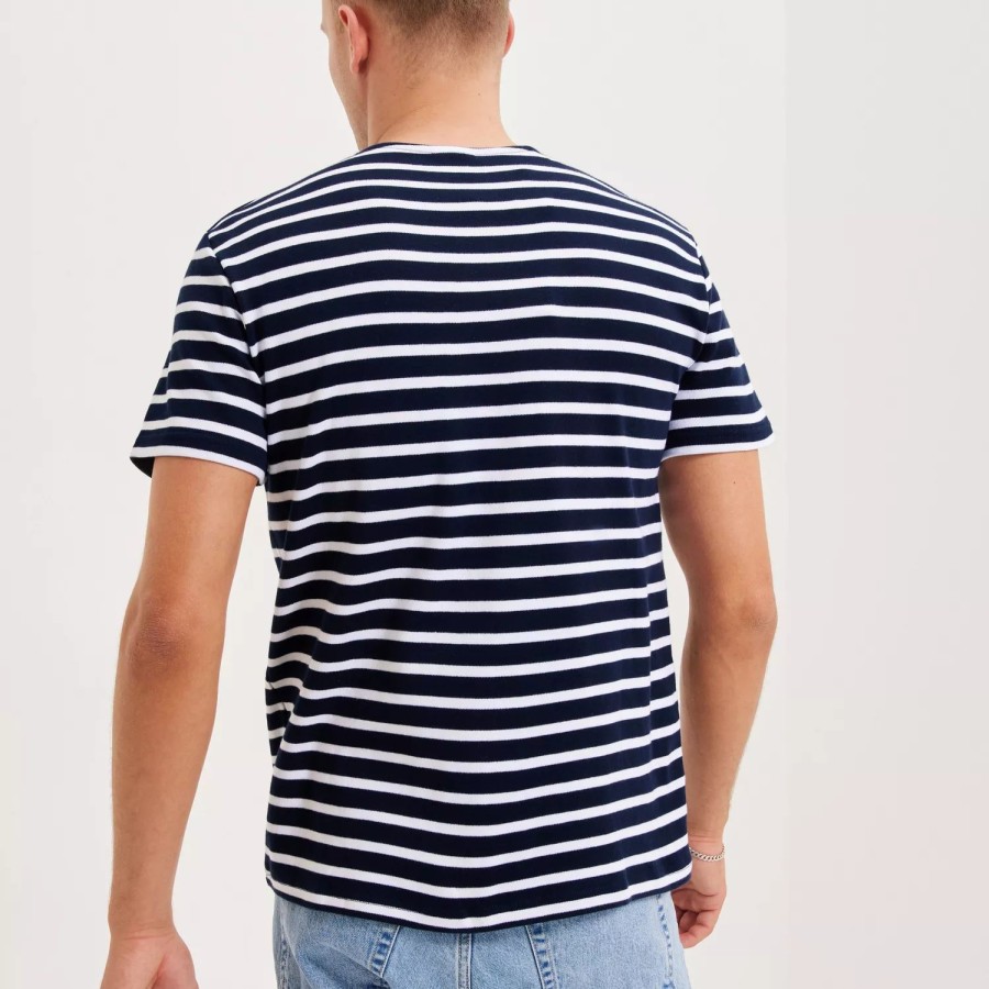 Toj Selected Homme | Slhbriac Stripe Ss O-Neck Tee Noos Navy Blazer Bright White