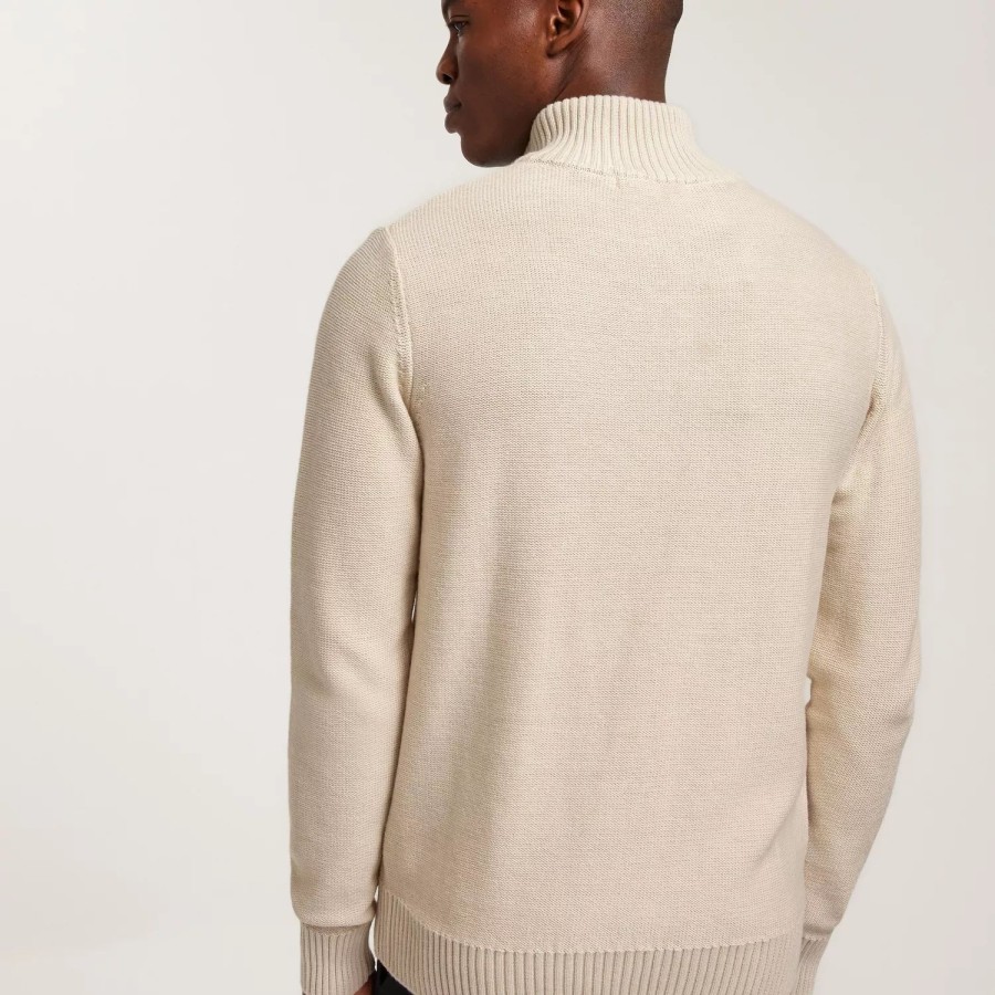 Toj Selected Homme | Slhaxel Ls Knit Half Zip W Oatmeal Melange