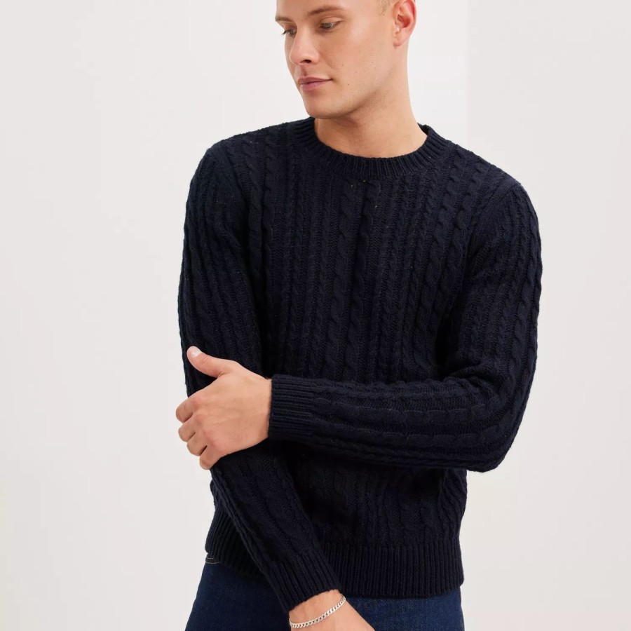 Toj Selected Homme | Slhhenry Ls Knit Cable Crew Neck W Sky Captain