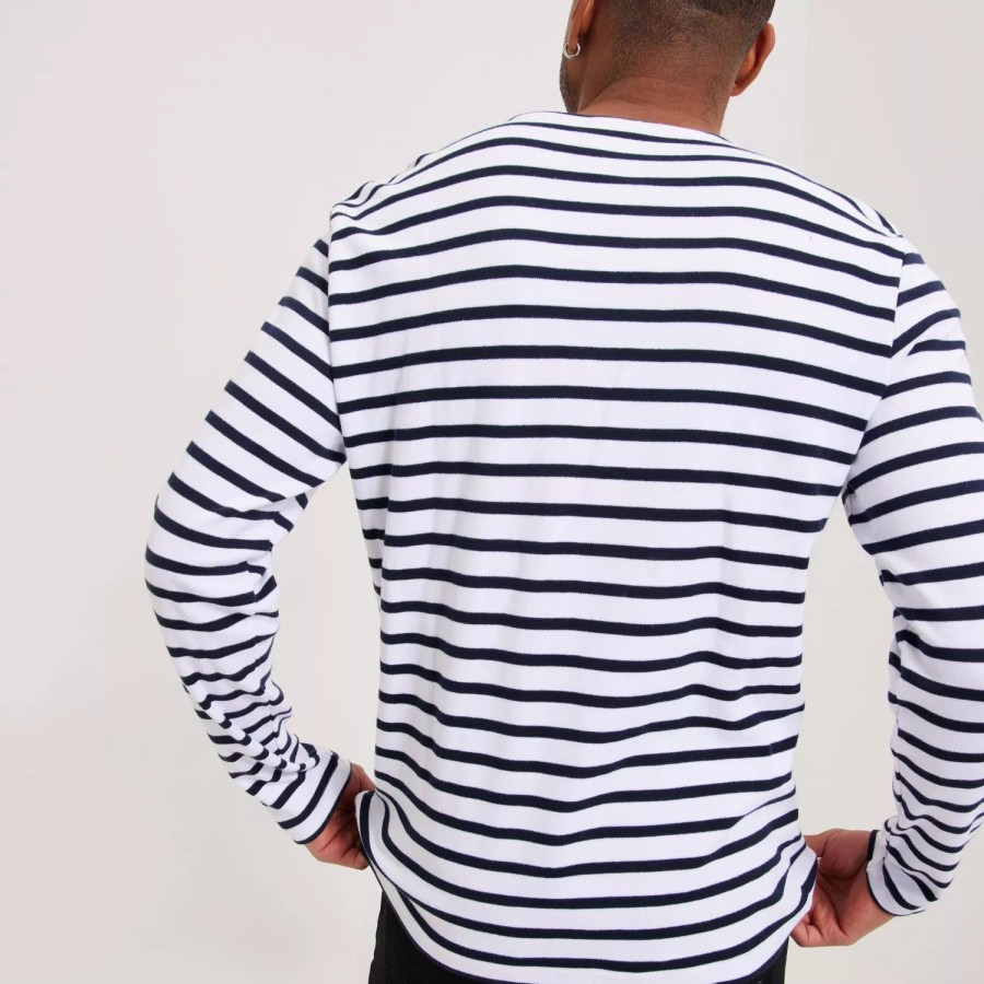 Toj Selected Homme | Slhbriac Stripe Ls O-Neck Tee Noos Bright White Navy Blazer