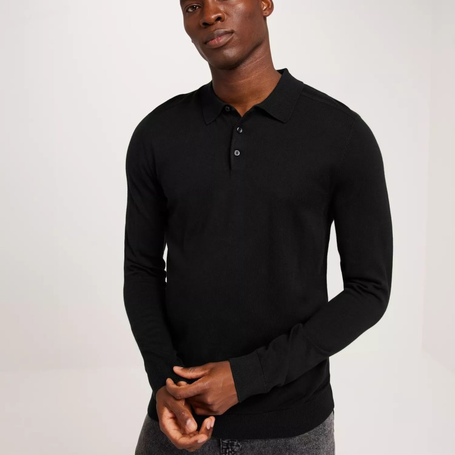 Toj Selected Homme | Slhberg Ls Knit Polo Noos Black