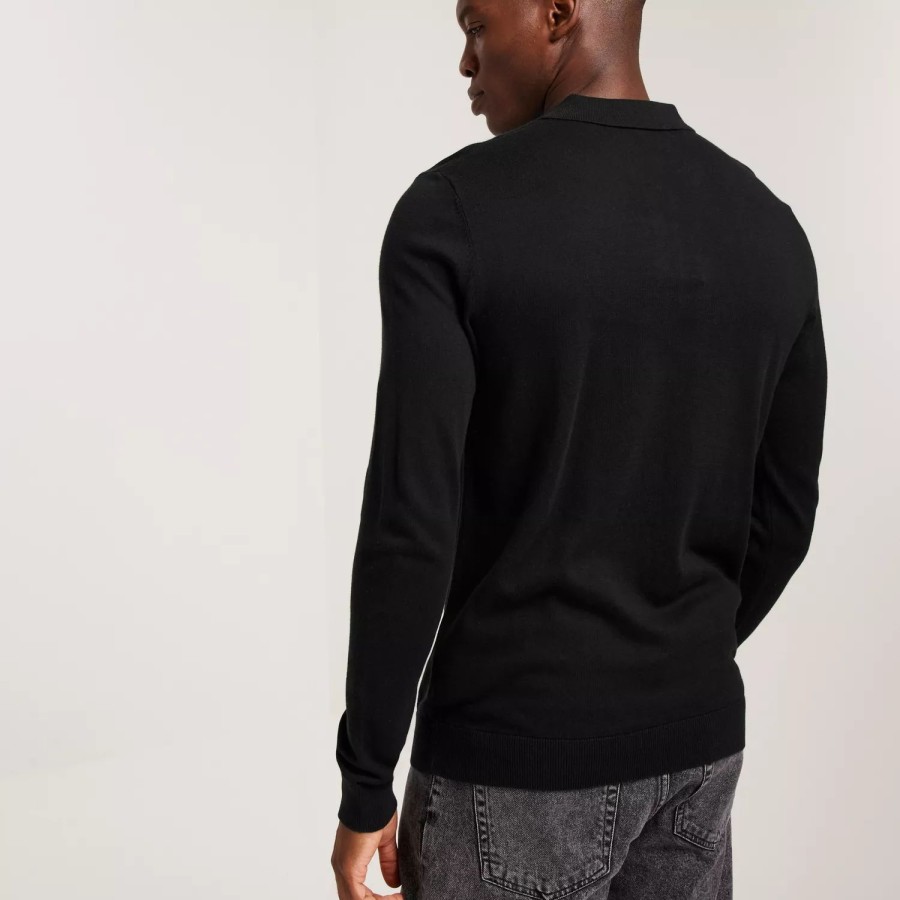 Toj Selected Homme | Slhberg Ls Knit Polo Noos Black